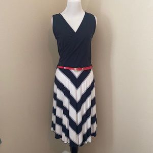 Blue and white dress